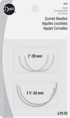 Curved needles for uphostery and joining batting together.