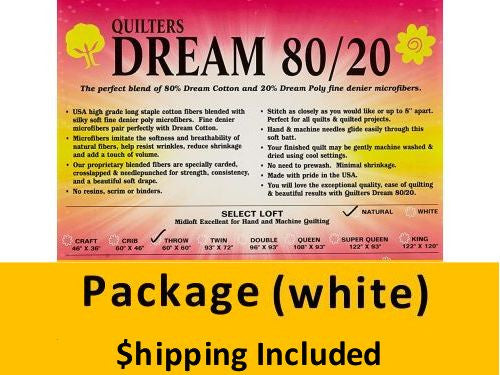 EWQPK Dream 80/20 White Batting (Package, Queen 93 in x 108 in) shipping included*