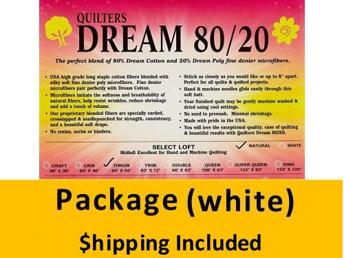 EWTHPK Dream 80/20 White Batting (Package, Throw Size(2) 60 in x 60 in) shipping included*