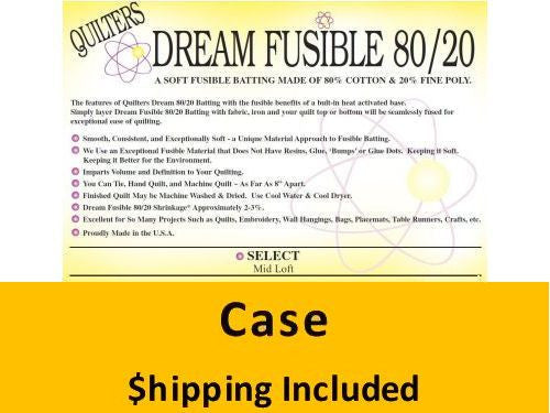 FUSECF Dream Fusible 80/20 Batting (Case(25), Craft 36 in x 46 in) shipping included*