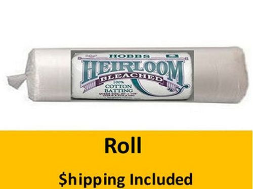 HBBY96 Hobbs Bleached 100% Cotton (Roll, Queen 96 in x 30 yds) shipping included*