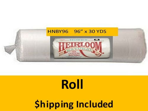 HNBY96 Hobbs 100% Natural Unbleached Cotton (Roll, Queen 96 in x 30 yds) shipping included*