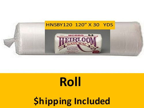 HNSBY120 Hobbs Heirloom 100% Natural Cotton w/ Scrim ( Roll, King 120 in x 30 yds) shipping included*