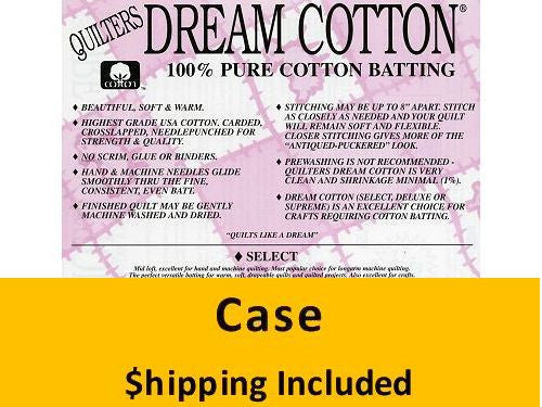 N4K Dream Cotton Natural Select Batting (Case (4), King 122 in x 120 in) shipping included *