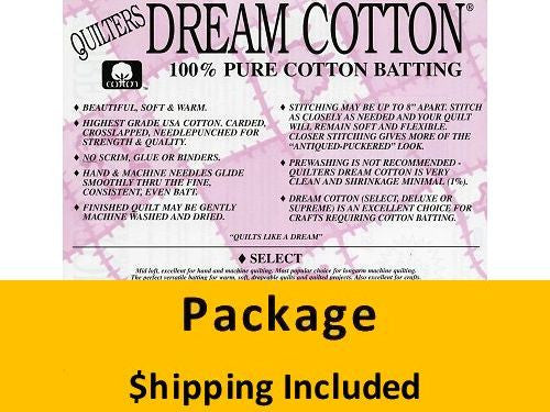 N4QPK Dream Cotton Natural Select Batting (Package, Queen 93 in x 108 in) shipping included*