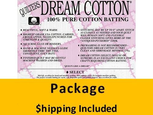 N4THPK Dream Cotton Natural Select Batting (Package, Throw  60 in x 60 in (2)) shipping included*