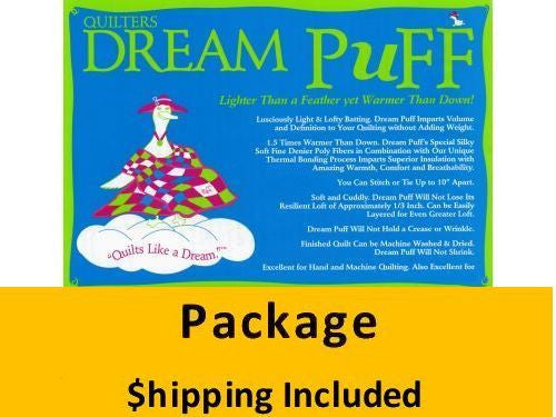 PUFFTHPK Dream Puff Poly Batting (Package, Throw 60 in x 60 in) shipping included*
