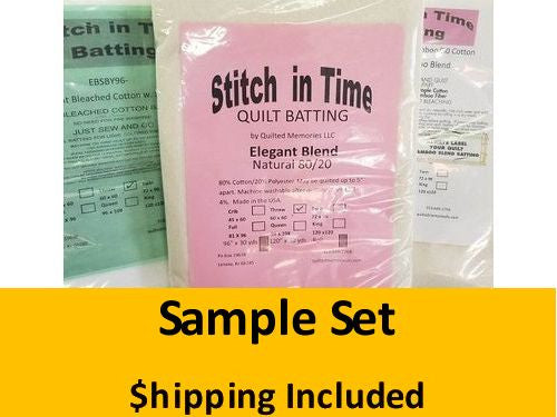 SITTHROWSAM Stitch in Time Batting (Package, Throw Samples (3) 60 in x 60 in) shipping inlcuded*