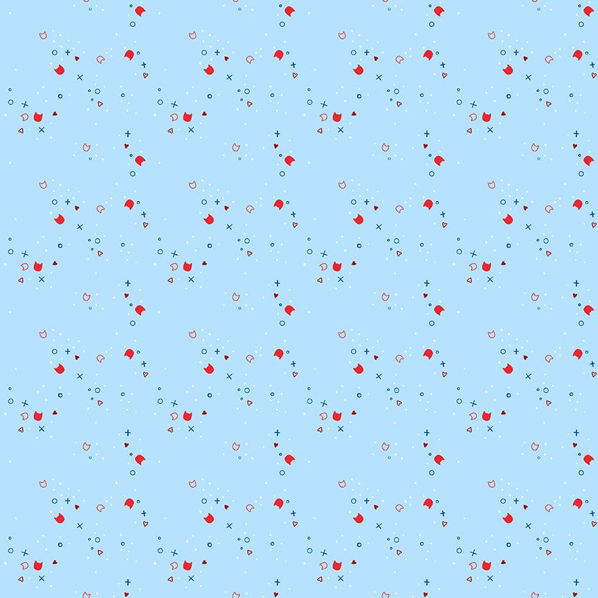 Kitty Litter- Lt Blue Cotton Fabric 44in-  Shipping included!