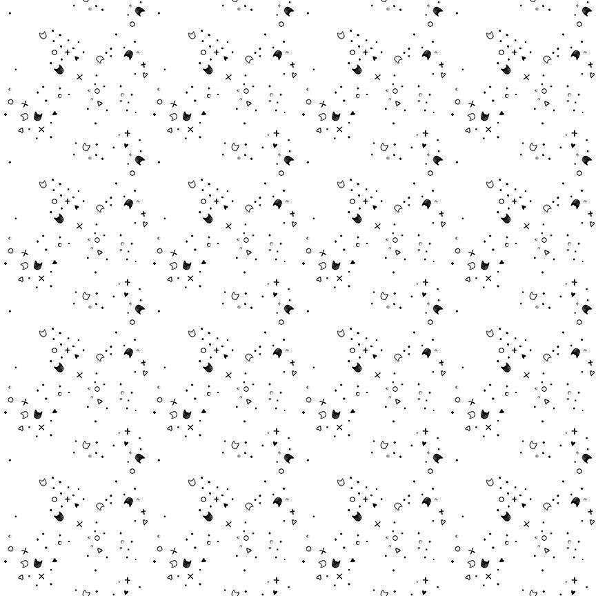 Kitty Litter- Coal Cotton Fabric44in-  Shipping included!