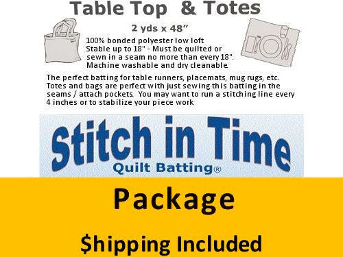 TT72 Stitch In Time Table Top &amp; Totes Batting (Package,  48 in x 72 in) shipping included*