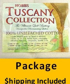 TU96 Hobbs Tuscany Unbleached 100% Cotton Batting (Package, Queen 96 in x 108 in) shipping included*