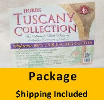 TUS96 Hobbs Tuscany Supreme Unbleached 100% Cotton Batting (Package, Queen 96 in x 108 in) shipping included*