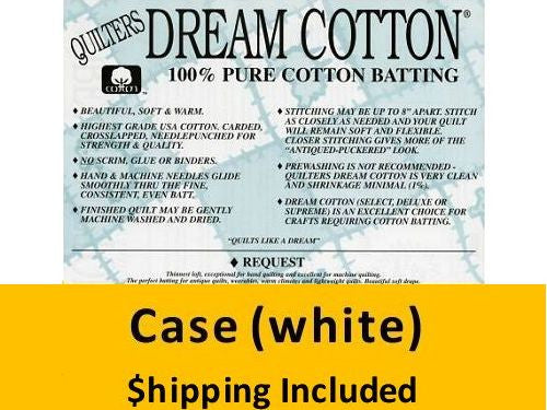 W3D Dream Cotton White Request Batting (Case(8), Double  93 in x 96 in) shipping included*