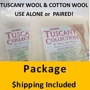 WCWQN Tuscany Cotton/Wool & Wool Batting (Package, Queen (2)) shipping included!