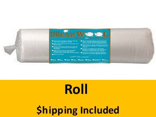 WOOLQR Dream Wool Batting (Roll, Queen 93 in x 25 yds) shipping included*