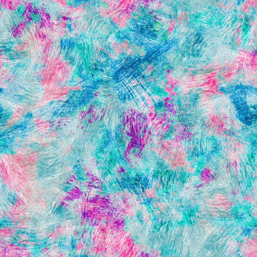 108 in. Brush Stroke Teal/pink Cotton Quilt Backing #95   - Shipping Included*
