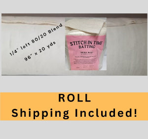 Roll of Cuddle Blend 80/20 1/4" loft and 6" x 20 yds