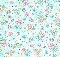 QT Daisy Doodle Aqua Cotton Fabric 44in-  Shipping included!