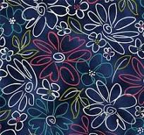 QT Daisy Doodle Navy Cotton Fabric 44in-  Shipping included!