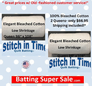 Elegant Bleached Cotton Batting Queen Duo