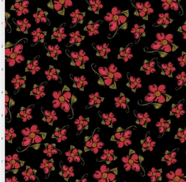 Loralie Daisy Caper Black Cotton Fabric 44in-  Shipping included!