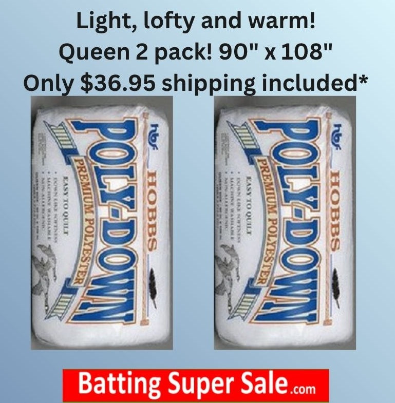 PD90-2 Hobbs Poly-Down Batting  (Package, Queen 90 in. x 108 in.) shipping included*