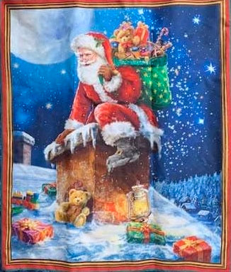 Roof Top Santa Panel-100% cotton- Shipping Included*